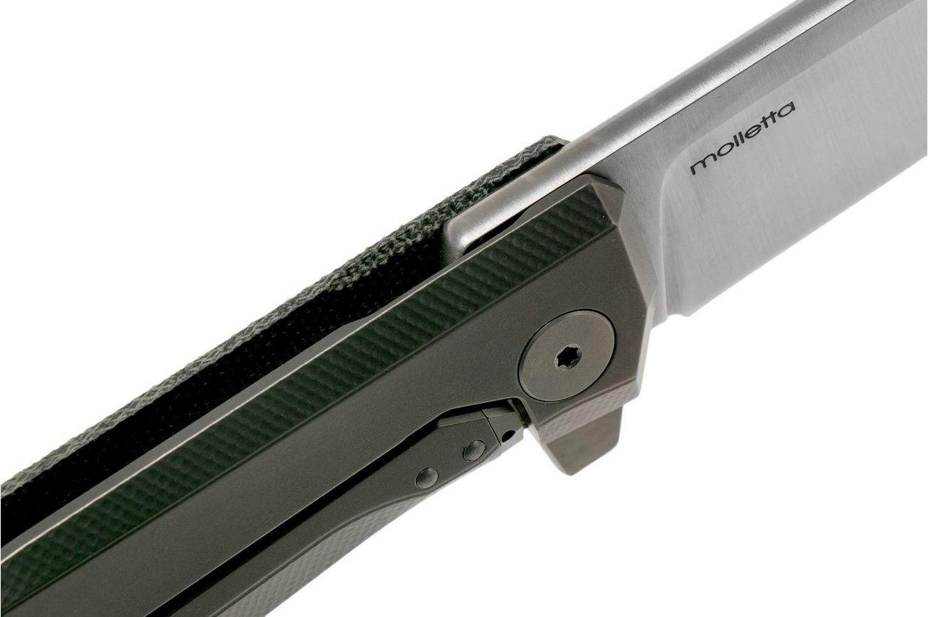 LionSteel Myto MT01-CVB Black Canvas Micarta zakmes, Molletta design
