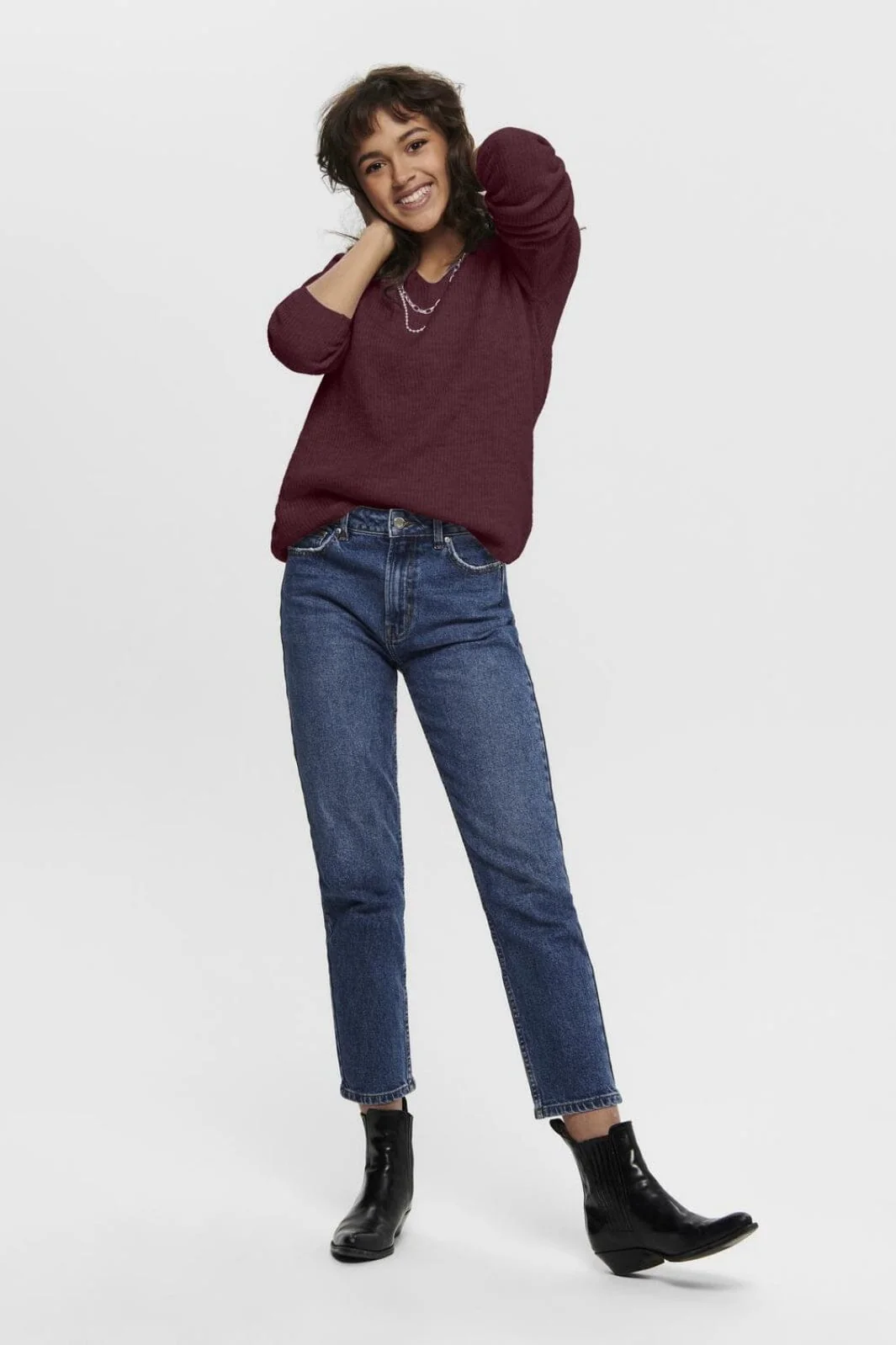 Only Onlcamilla V-Neck L/S Pullover Knt 4559407 port royale melange