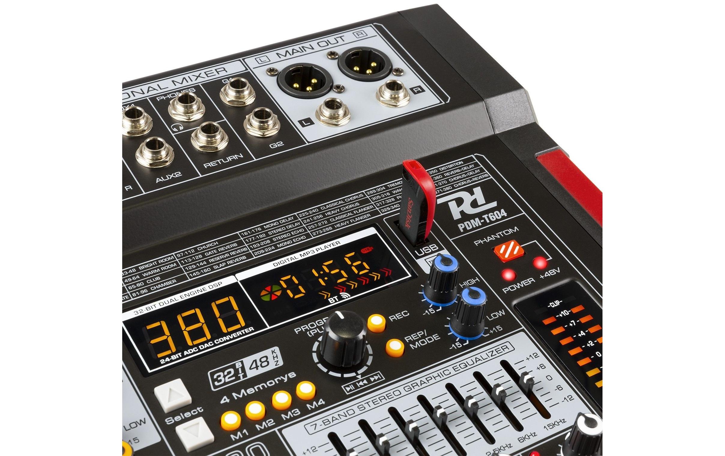 Mischpult PDM-T604<br>Bühnenmischer mit einem 32-Bit-DSP-Effektprozessor