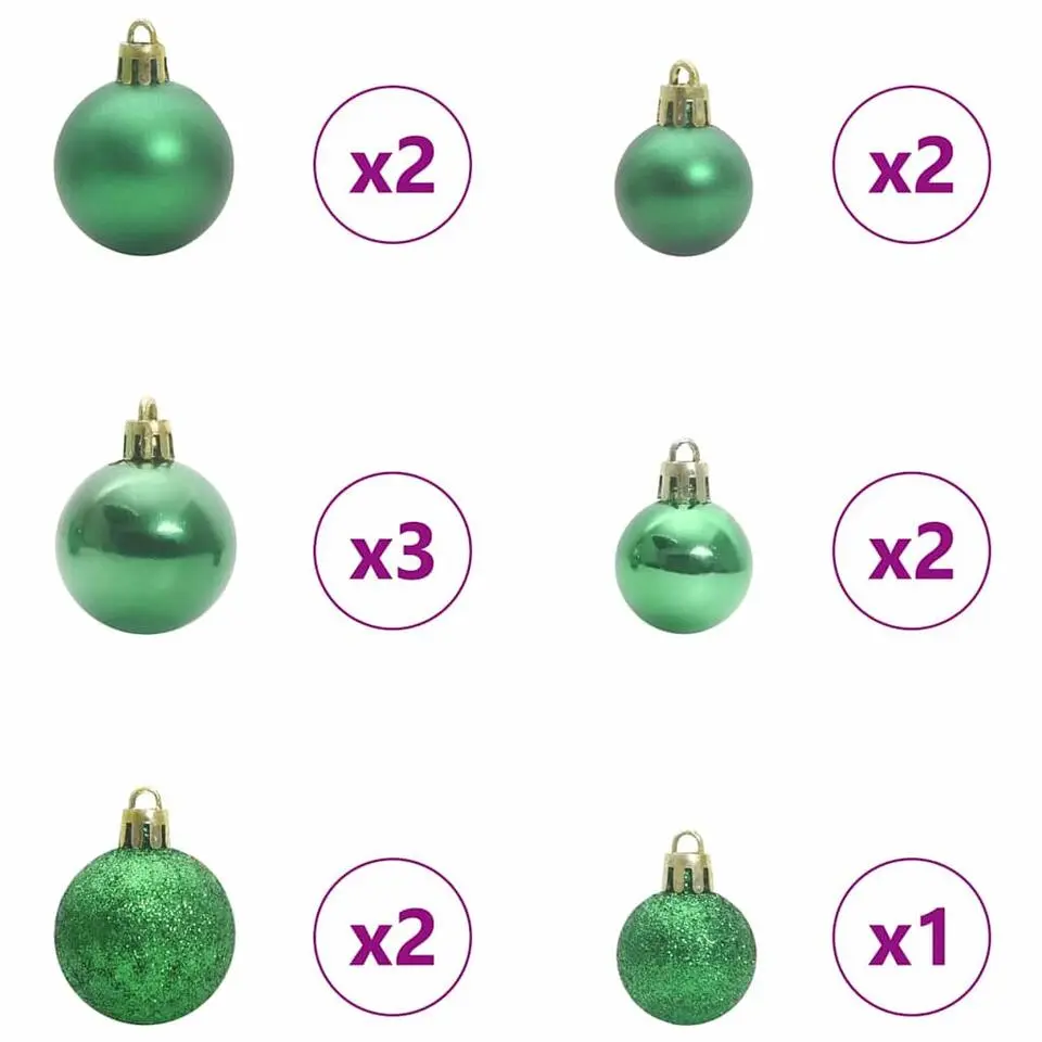 vidaXL - 61-delige Kerstballenset met 150 LED - Multikleur - Kunststof