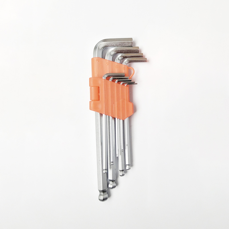 (9er Set) Multitool Sechskant Schlüsselsatz mit Kugelkopf Schraubendreher Werkzeugset - Rot / Silber