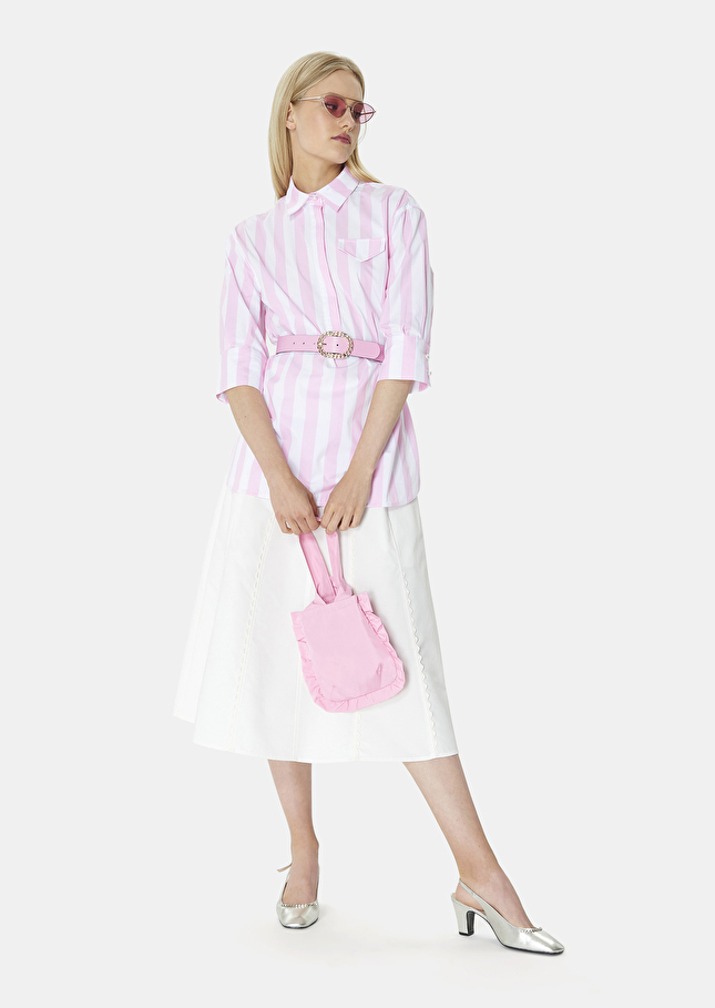 Top Tallulahrose à rayures en popeline