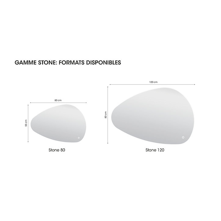 Miroir de salle de bains lumineux LED 55 x 80 cm, argenté, MPGlass Stone