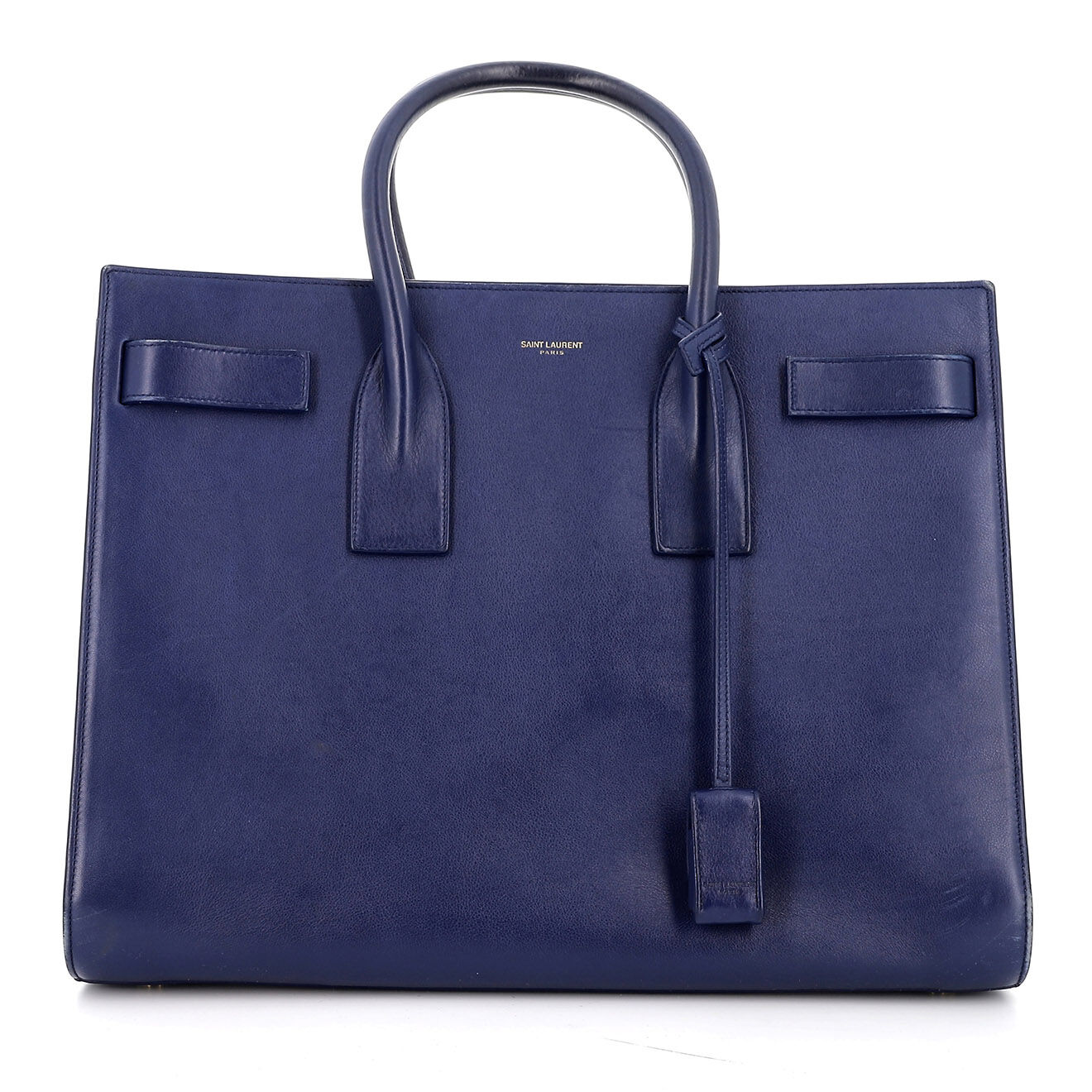 Saint Laurent Sac à main Sac de jour Large en Cuir marine Etat: Très bon état - Longueur 36 cm