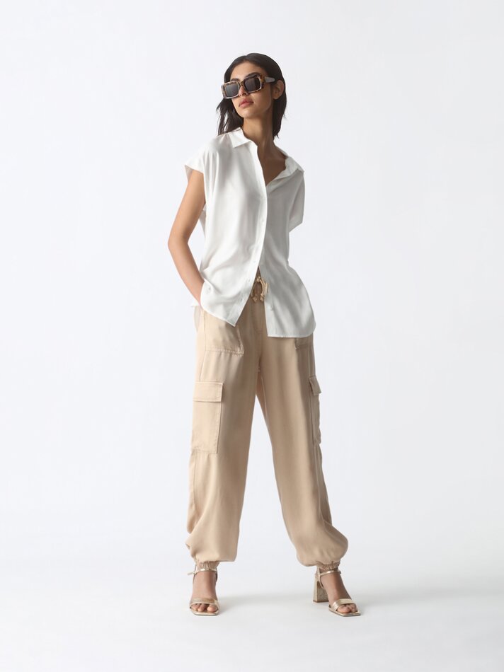 Blusa fluida sem mangas - Off-white