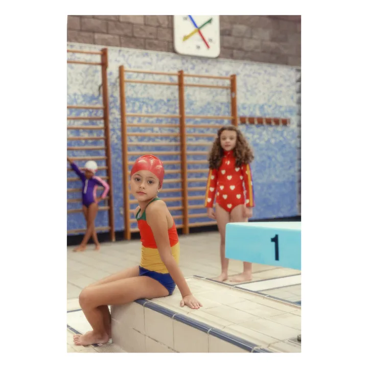 Mini Rodini Maillot de Bain Rayure Matière Recyclée | Rouge