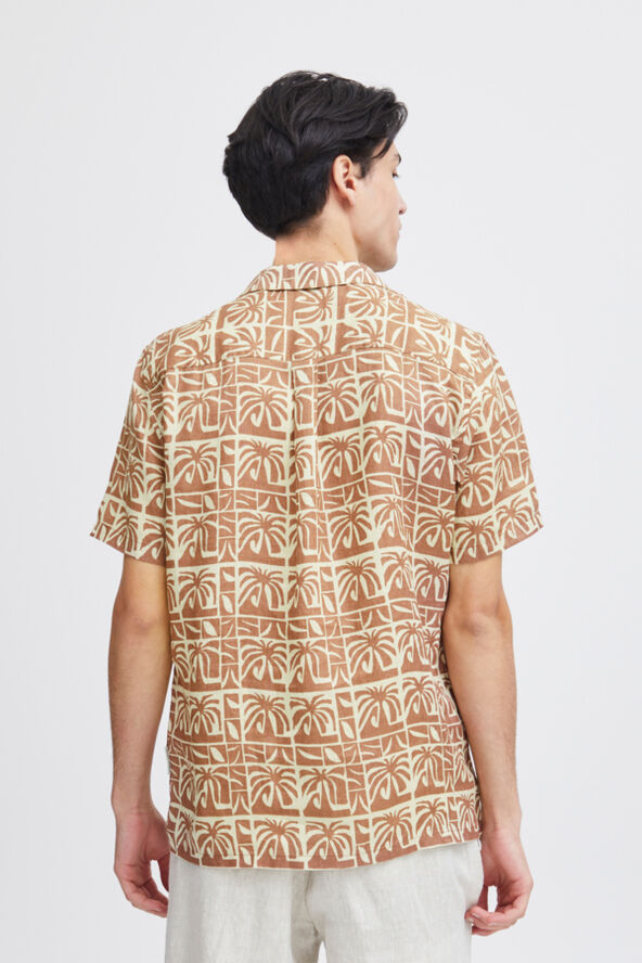 Casual Friday CFANTON SS AOP palm shirt - 100% linen Beaver fur