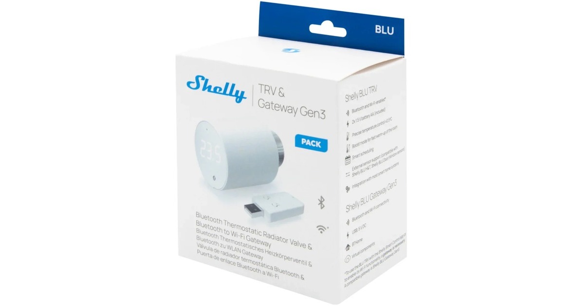 ShellyBLU TRV + Blue Gateway Gen3 thermostaat  (Wit, Bluetooth)