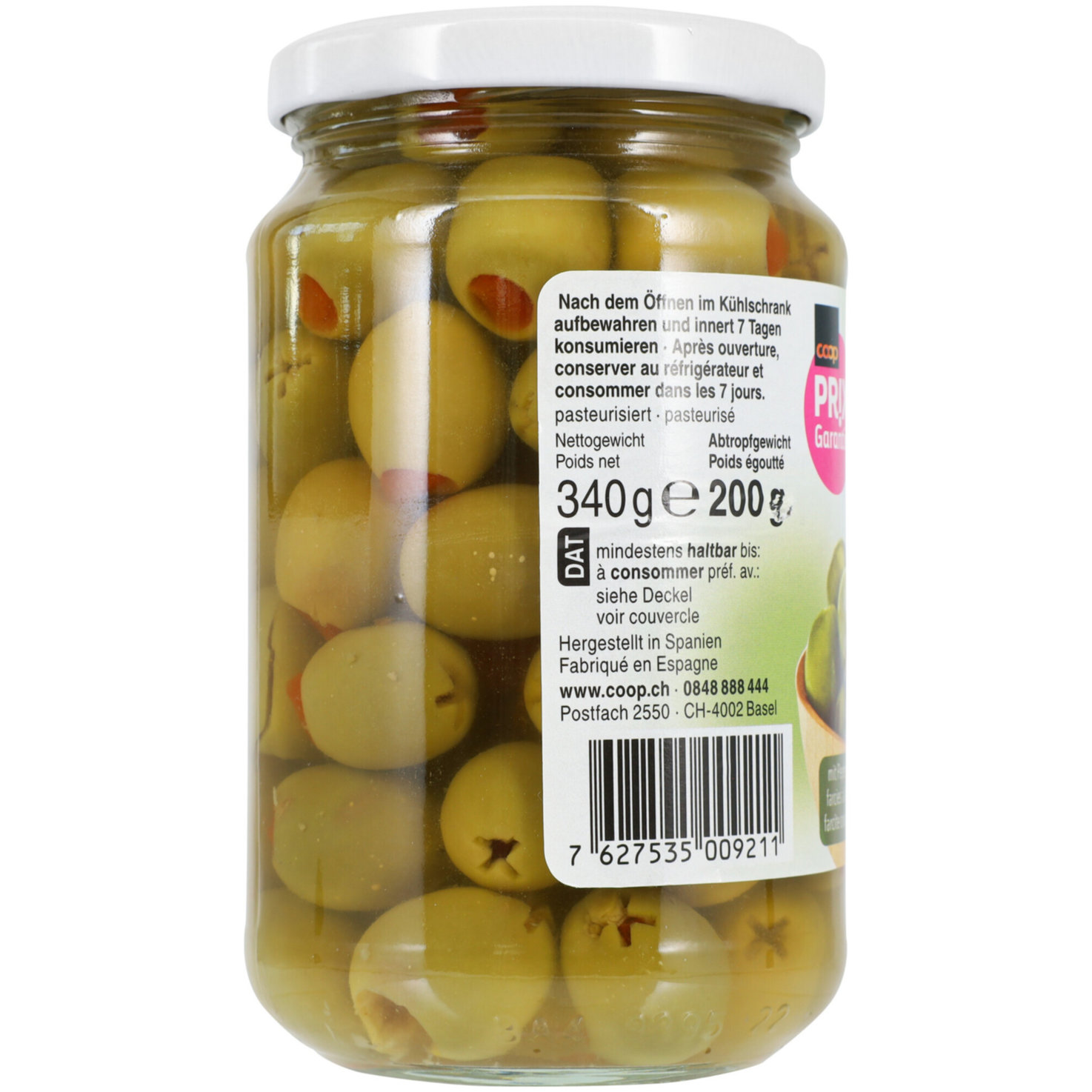 Prix Garantie grüne Oliven & Peperoni