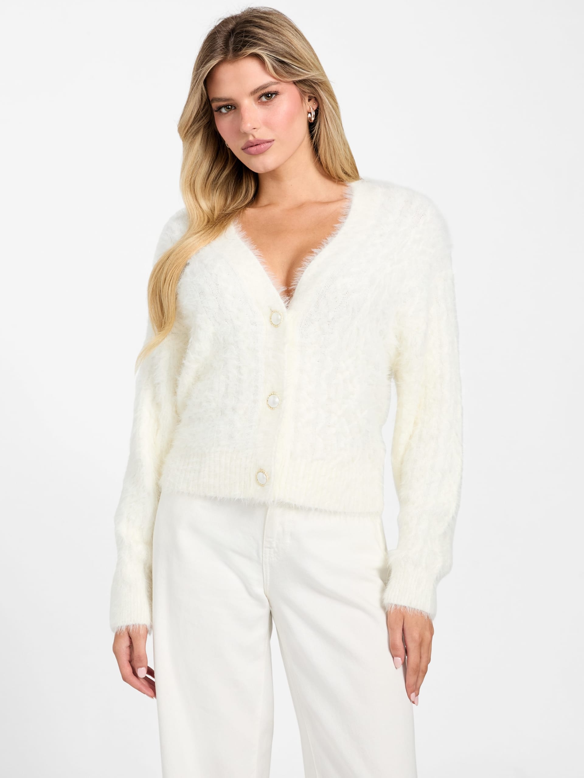 Cardigã Kinako Fuzzy Cable-Knit