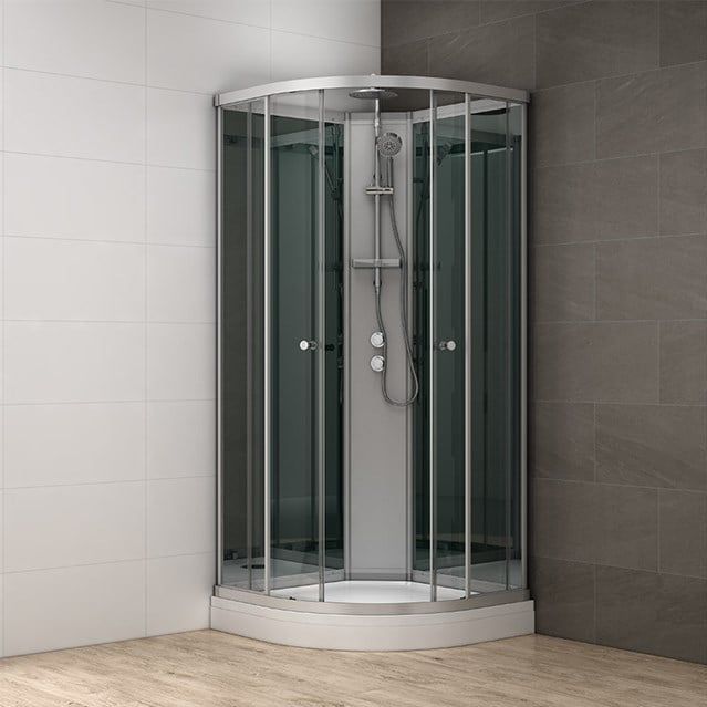 Modera - AK0808-322100 - Douchecabine - 80x80 cm - Spiegelglas - Schuifdeur - Kwartrond