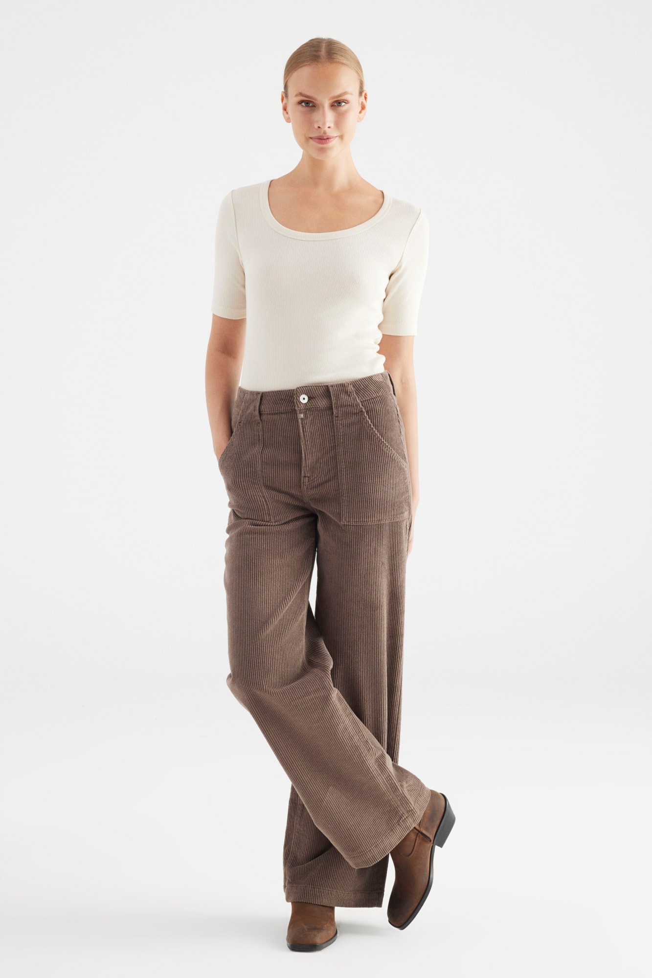 COJ Denim - Lulu Corduroy High Waist Jeans - Taupe