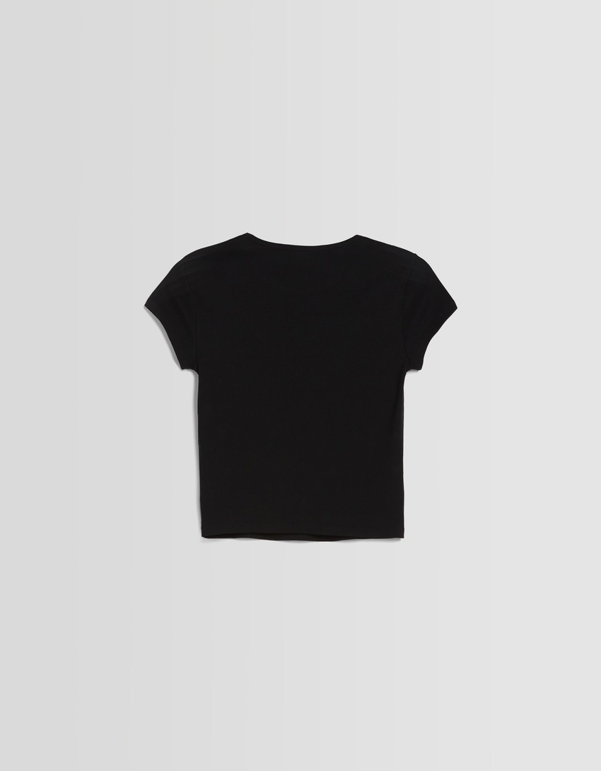 Camiseta canelada de manga curta