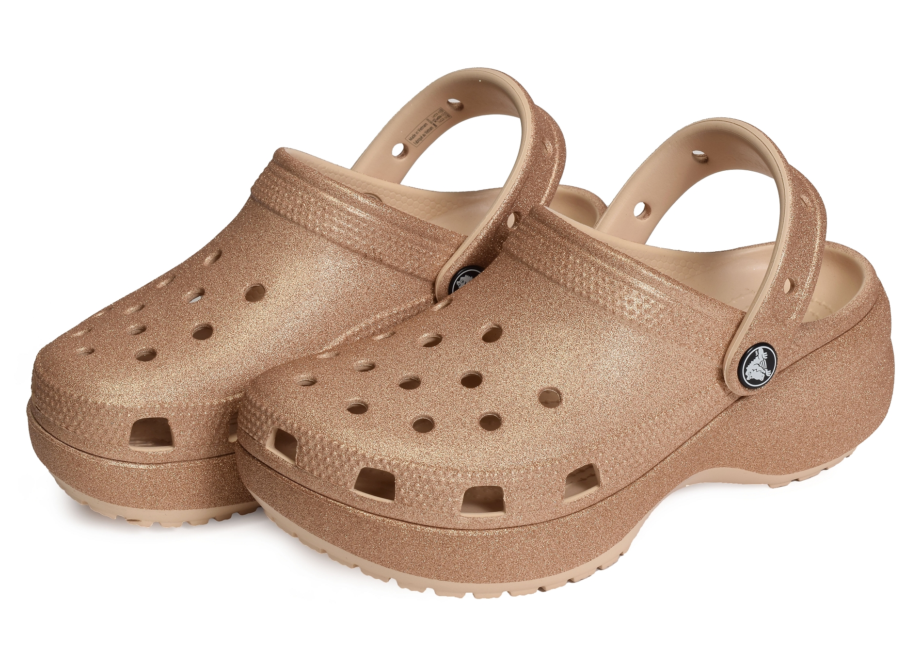 Classic platform glitter clog cuivre