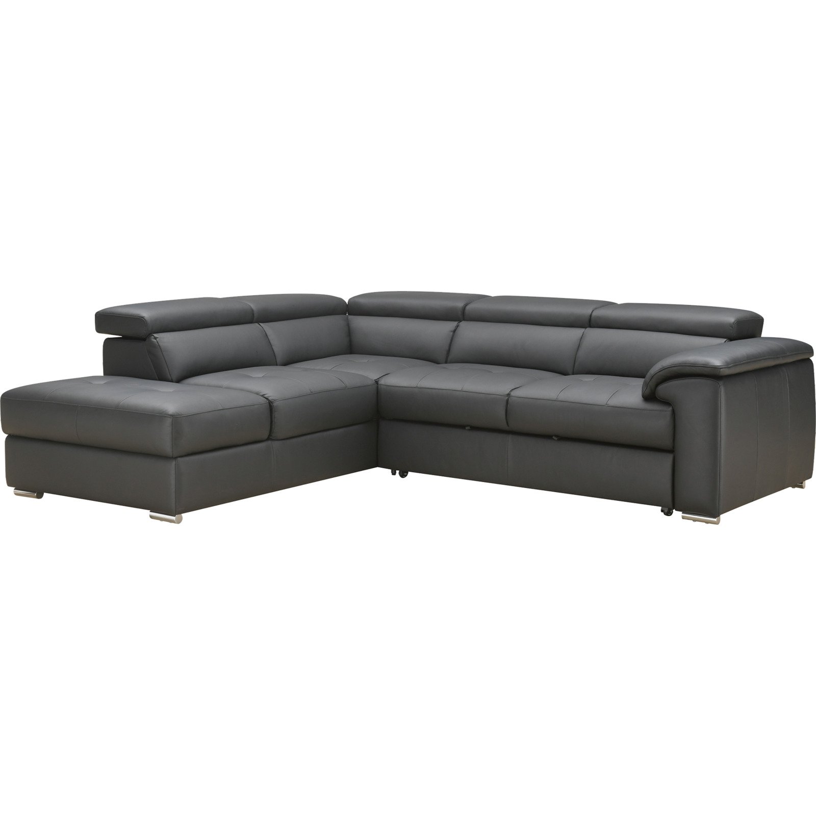 Ecksofa Miro, Spaltleder schwarz, Ottomane links