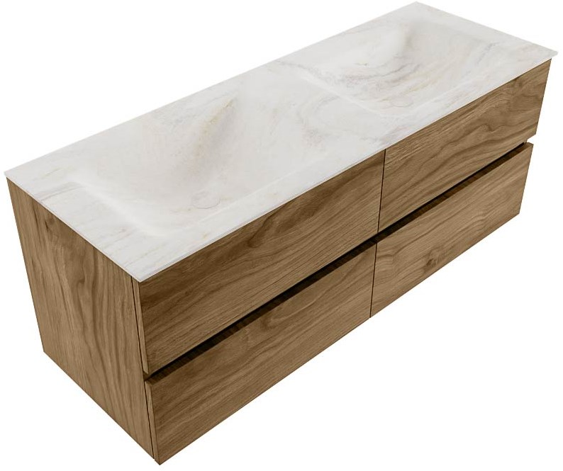 Mondiaz Vica DLux badmeubel 130cm chai 4 lades met wastafel ostra dubbel zonder kraangat
