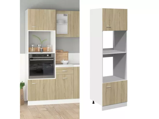 Armoire à micro-ondes Chêne sonoma 60x57x207 cm Aggloméré