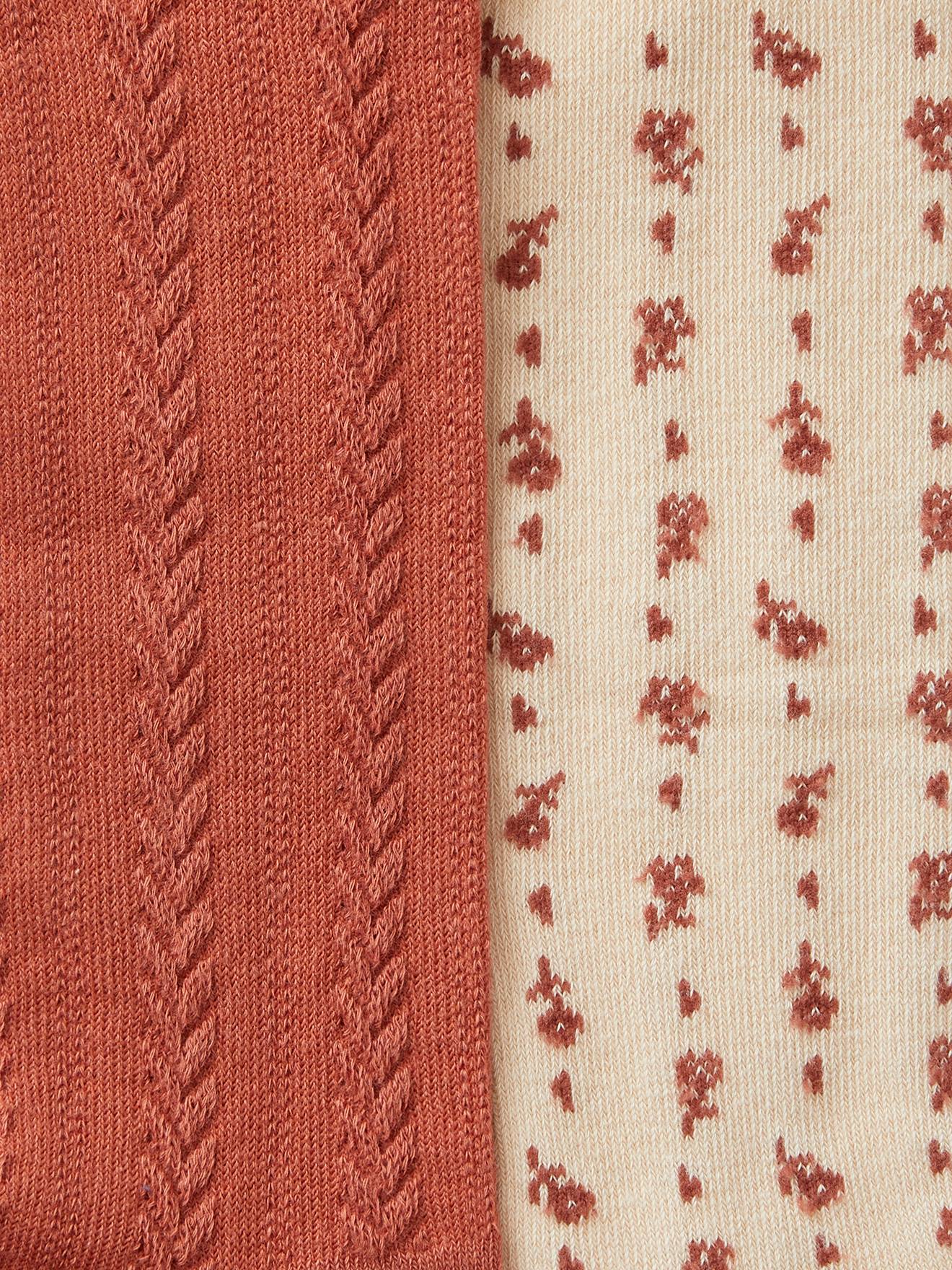 Conjunto com 2 pares de meias-calças para bebê menina com flores/tranças, rosa antigo
