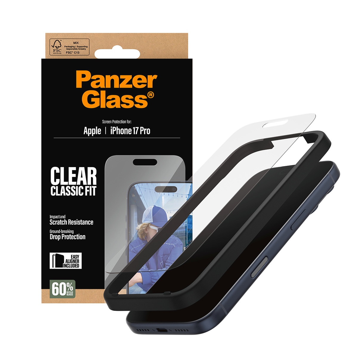 CARE by PanzerGlass Displayschutzglas »Classic Fit Screen Protector« für Apple iPhone 17 Pro Displayschutzfolie, Schutzfolie, Bildschirmschutz, kratz- & stossfest