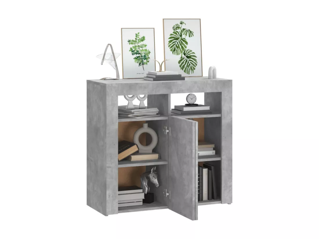 Buffet avec lumières LED gris béton 80x35x75 cm