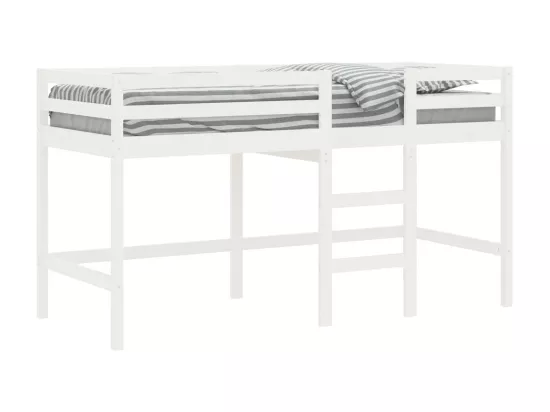 Lit mezzanine enfants échelle blanc 90x190 cm bois pin massif