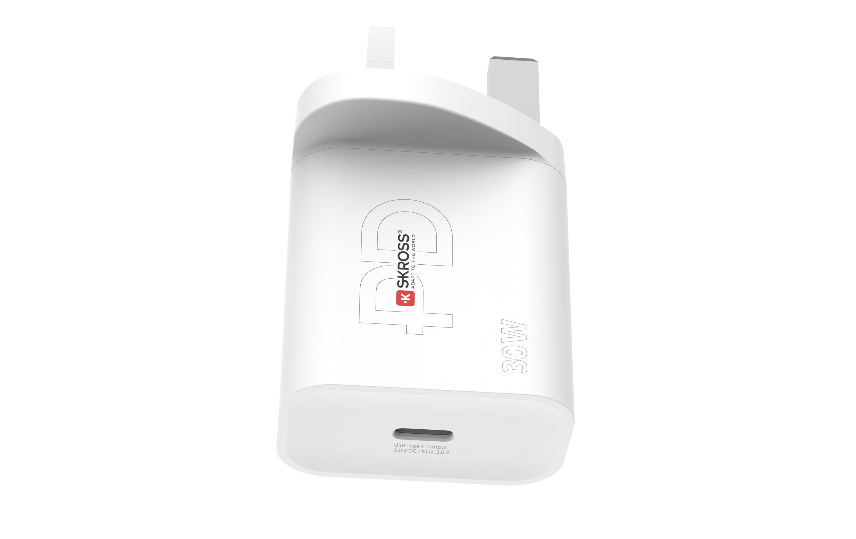 USB-Wandladegerät USB-C Power Delivery, UK, 30 W, WeissKraftvolles USB-Wandladegerät für zu Hause und unterwegs