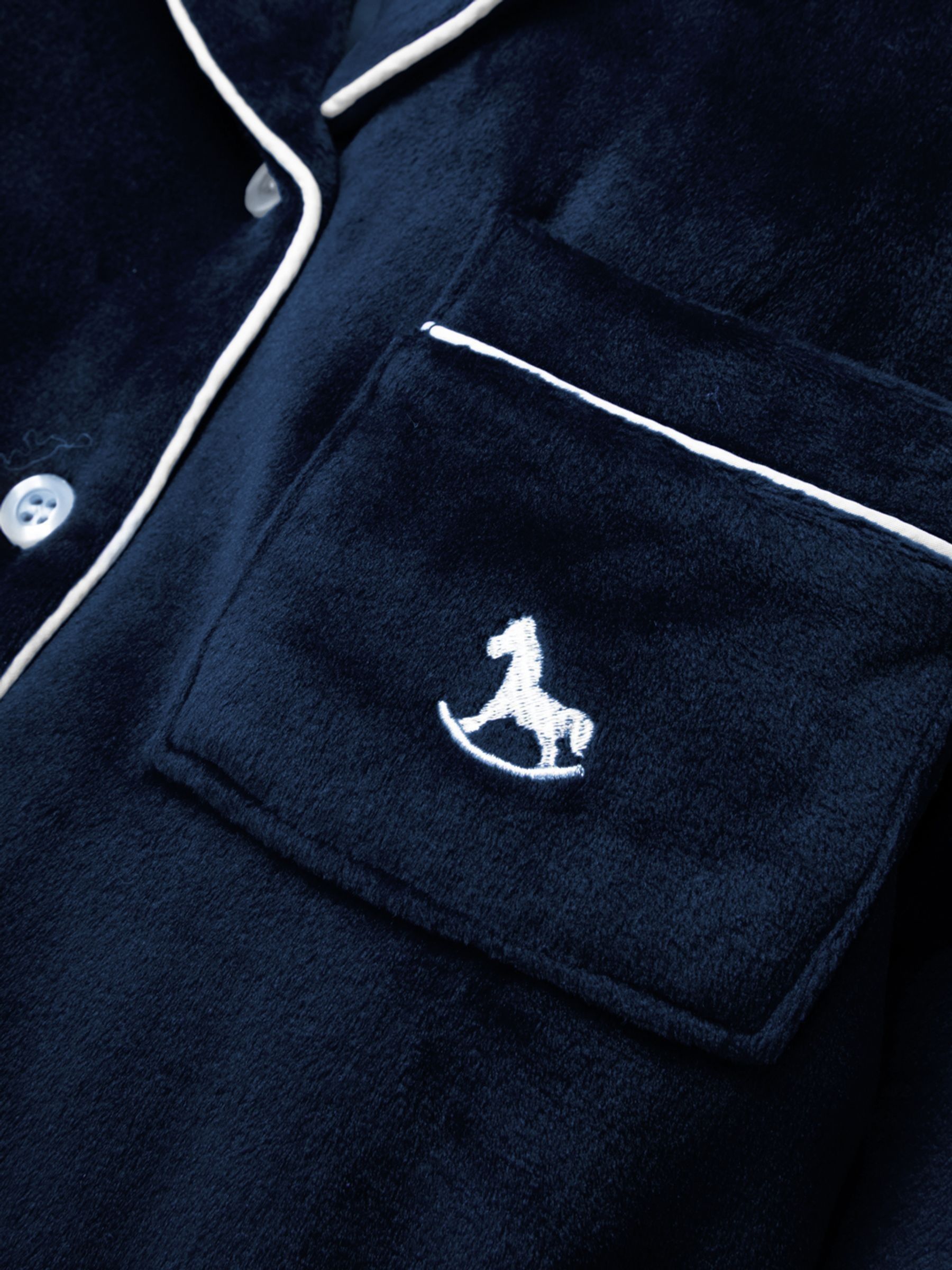 Blauw - The Little Tailor Luxe kerstpyjama voor kinderen van zacht aanvoelend velours