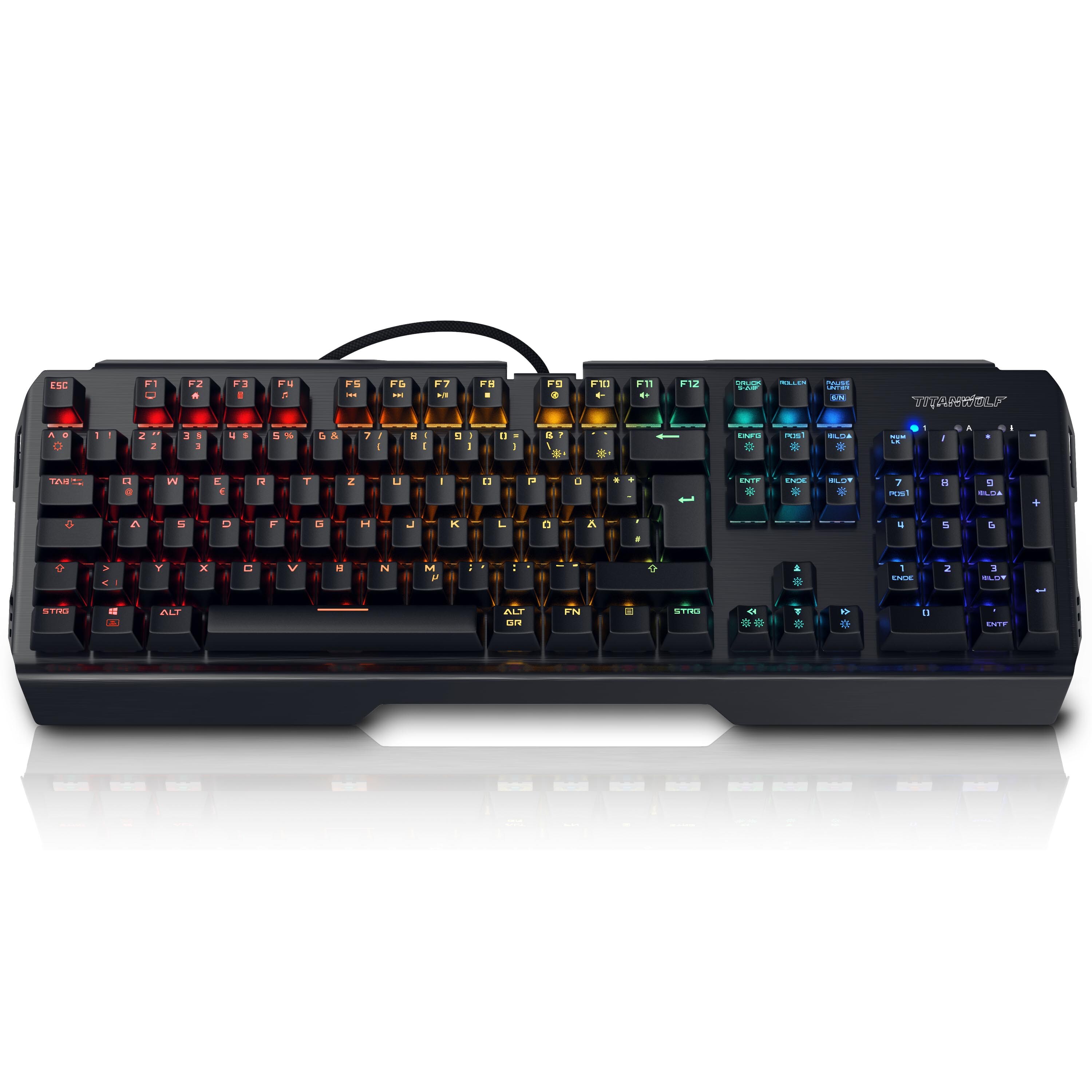 Titanwolf Gaming-Tastatur, mechanisches Keyboard, Anti-Ghosting, Kailh Blue, LED-Beleuchtung