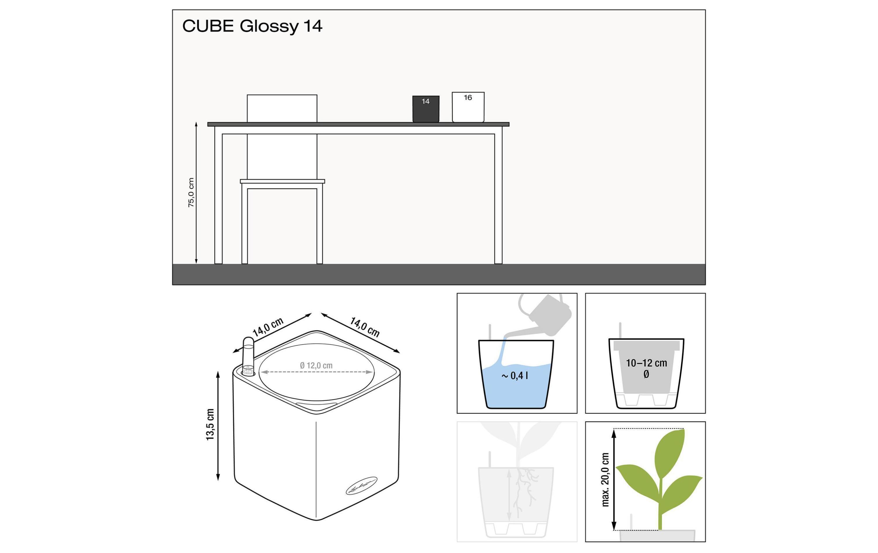 Pflanzentopf CUBE Glossy TitaniumTopf