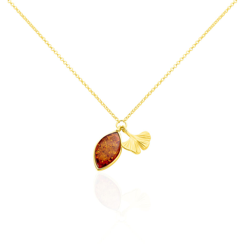 Collier Argent Doré Adriaa Ambre