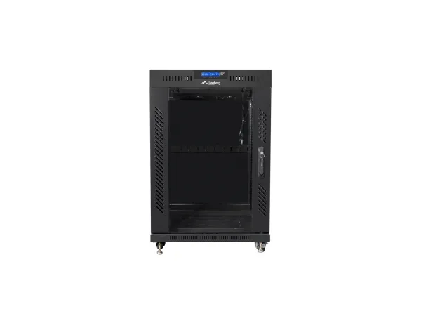 Lanberg - Rack kabinet - med display, 2 køleblæsere - sort, RAL 9004 - 15U - 19