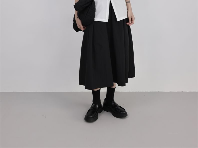 SIMPLE BLACK - Effen overhemd met lange mouwen en kraag