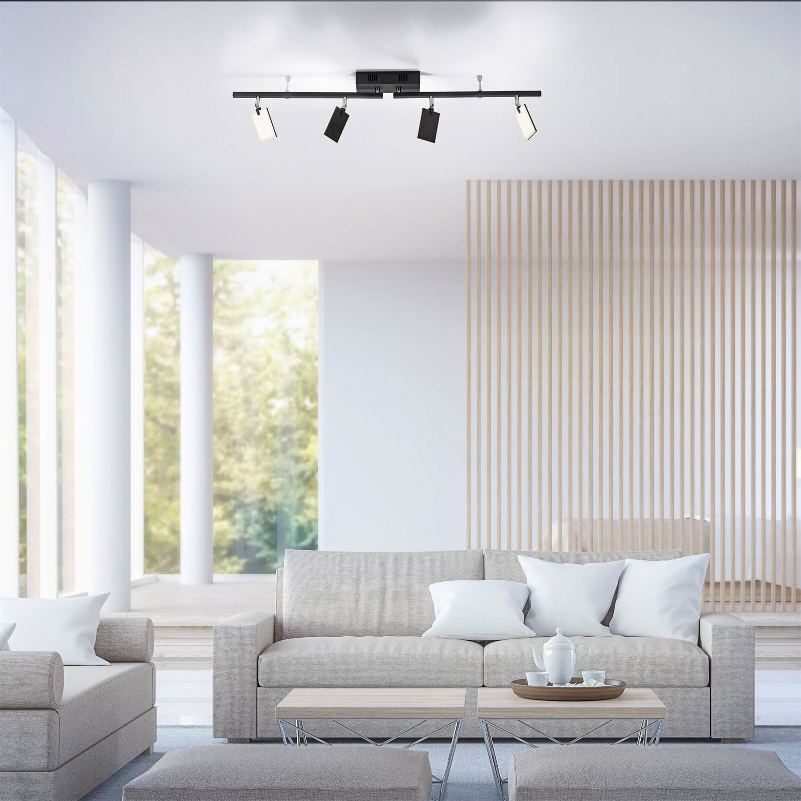 Paul Neuhaus LED Deckenlampe mit 4 Spots PURE-MIRA schwarz