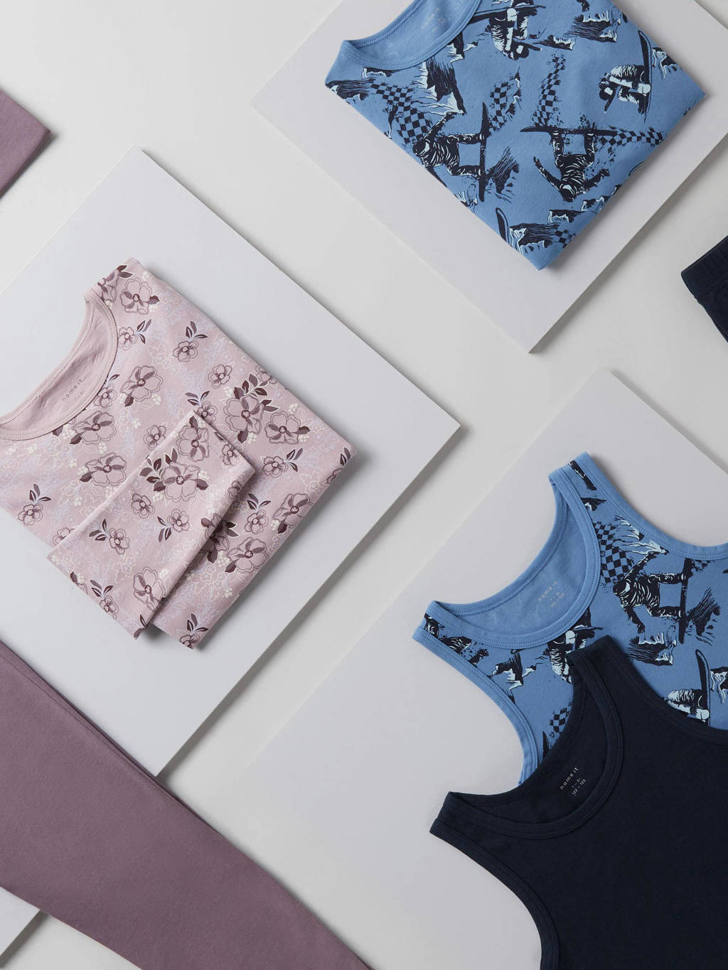 leuke print goede maathemd NKMTANK TOP SNOWBOARD - set van 2 blauw/donkerblauw