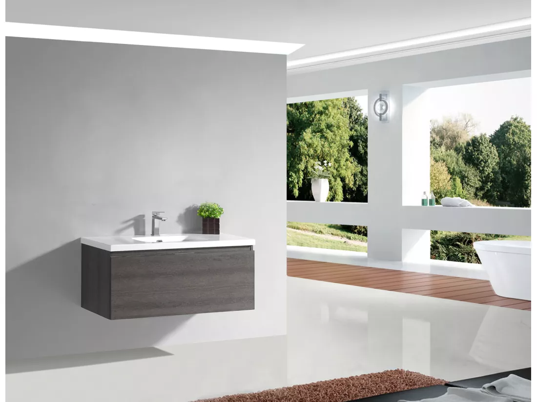 Ensemble de salle bain 120 cm pierre anthracite Aquaterra