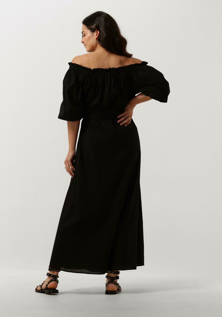 NOTRE-V zwarte notre-v maxi jurk nv-danya off shoulder dress