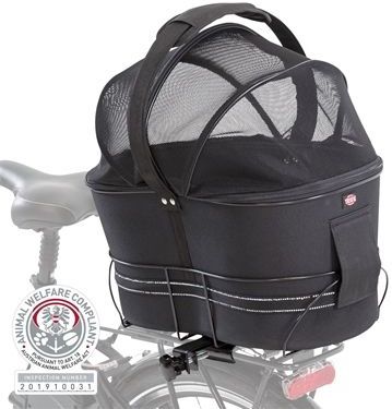 Trixie - Fietsmand Achterop - Zwart - Met Kussen En Kap - 29X42X48 CM
