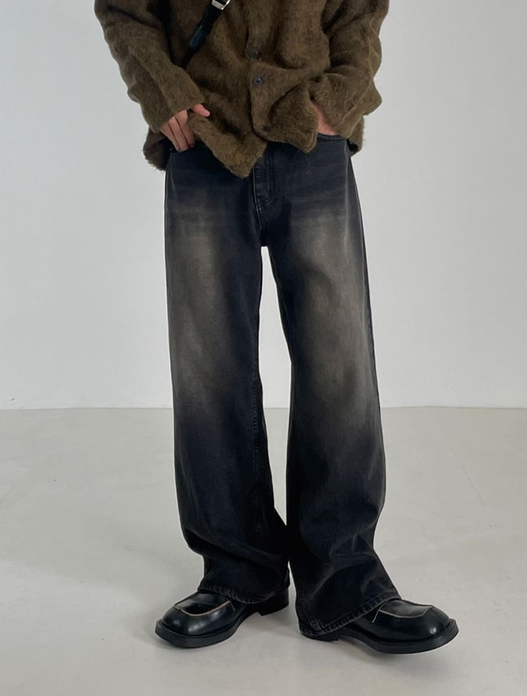 MRCYC - High Waist Washed Wide Leg Jeans