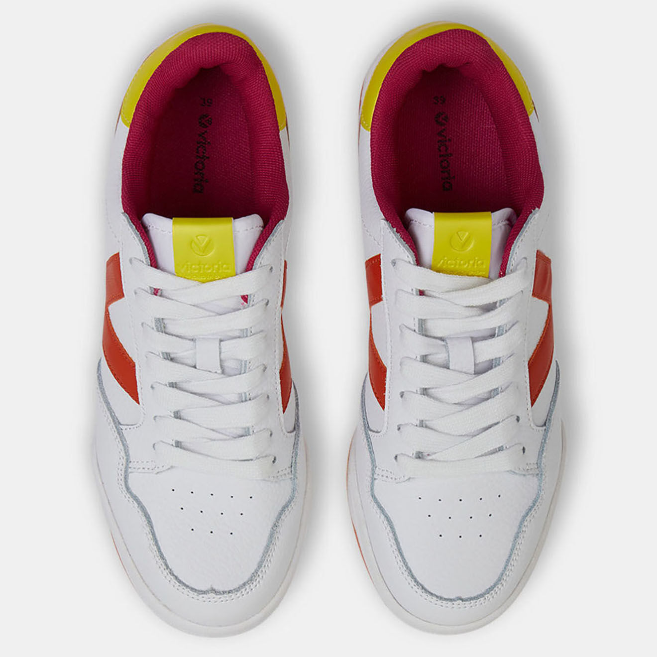 Victoria Sneakers Leanne en Cuir grainé orange/blanc