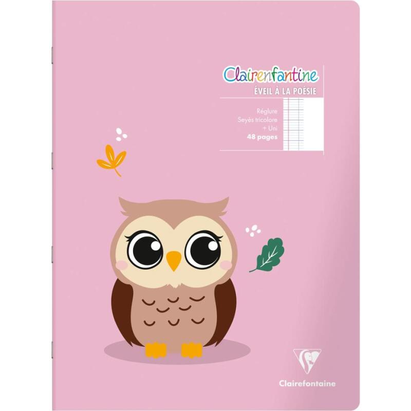 Cahier de poésie piqué Clairenfantine 24x32cm 48p grands carreaux + uni Couleur aléatoire - Assortis