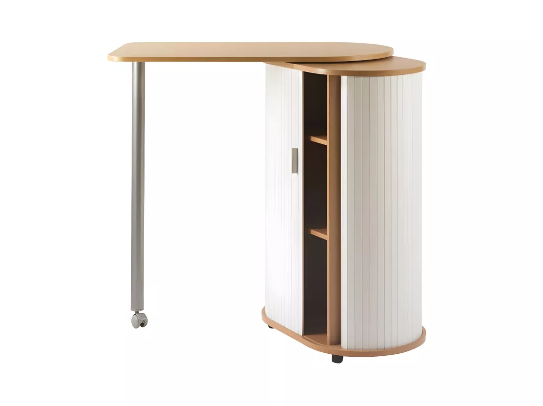 Desserte de cuisine Hêtre avec plateau de table pivotant - HUMMIE