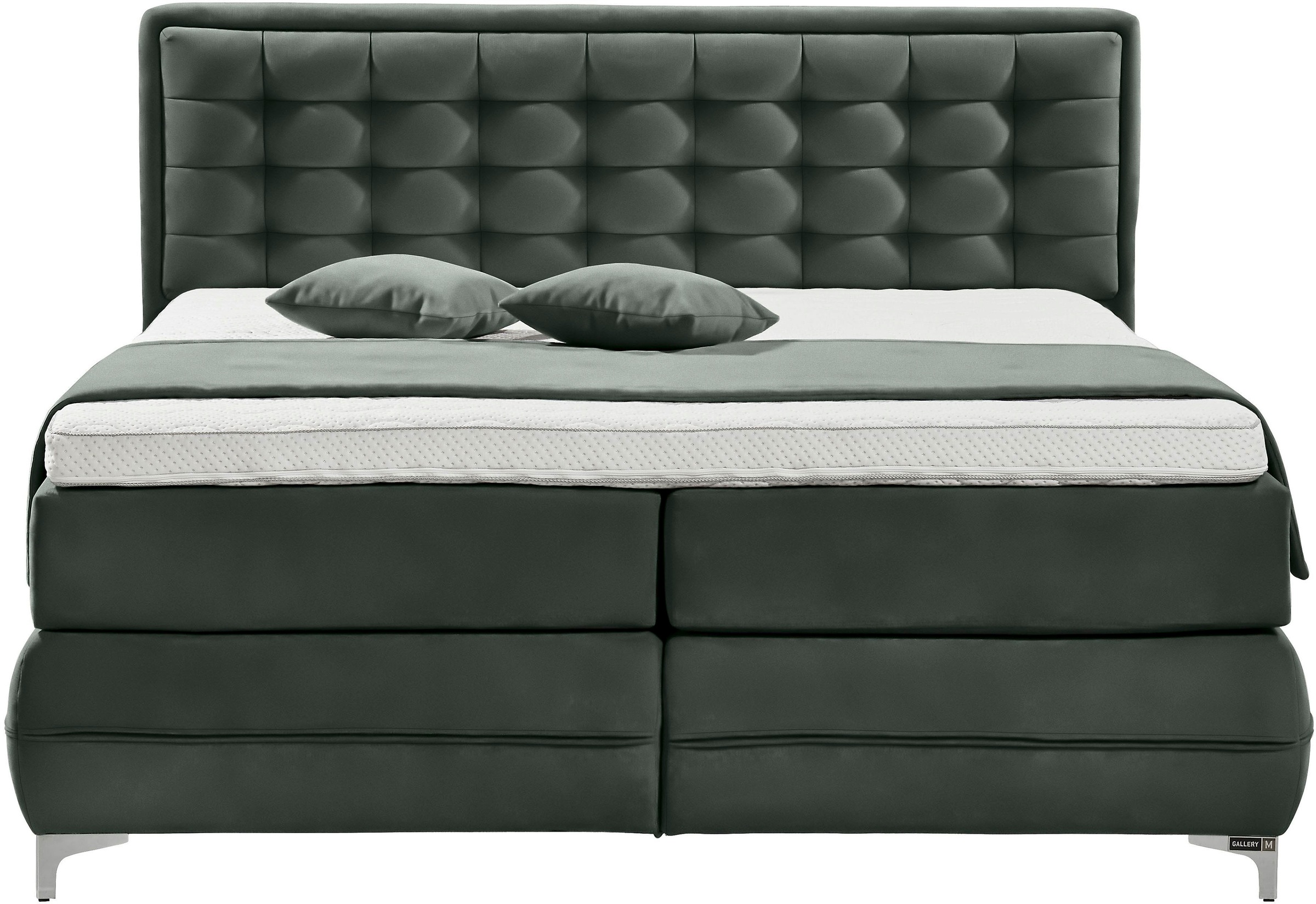 Musterring Boxspringbett »Dubai« Winkelfuss in Chrom, 3 Härtegrade, Kopfteil in Kassettensteppung