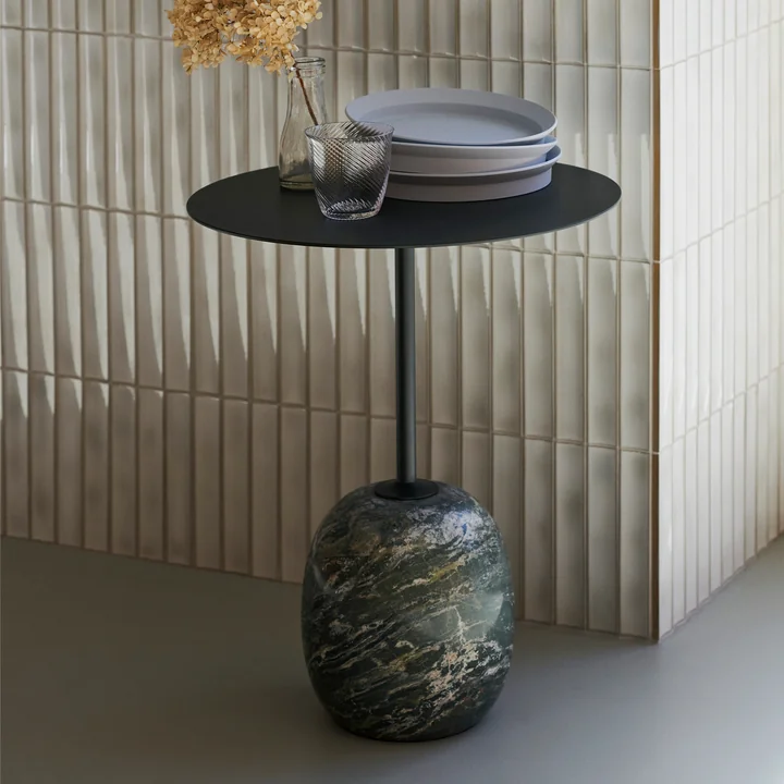 &Tradition - Lato Beistelltisch oval 40 x 50 cm, H 45 cm, Eiche / Crema Diva Marmor