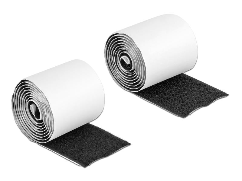 Delock Klettband-Rolle 1m x 50 mm Haft und Flauschband Schw Klettband selbstklebend mit Haft- und Flauschband L 1 m x B 50 mm Schwarz