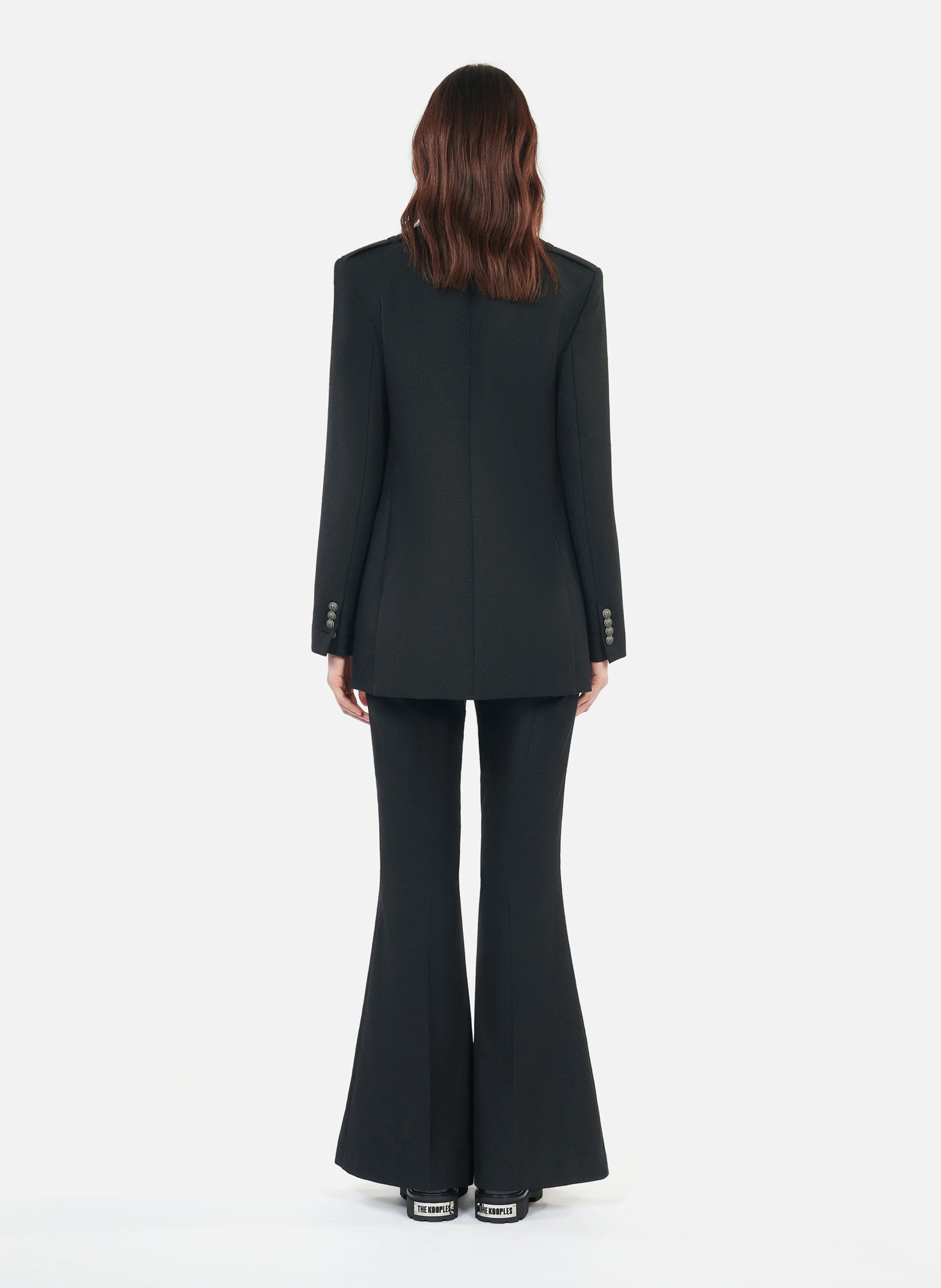 Veste tailleur droite en laine mélangée | Noir