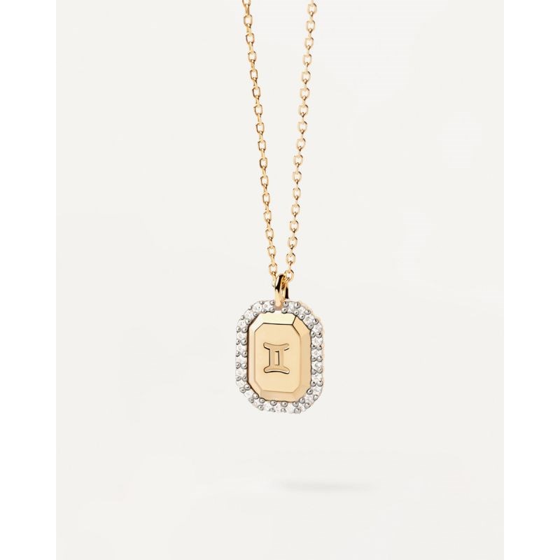PDPAOLA Collier zodiaque en argent plaqué or - Gémeaux - CO01-570-U