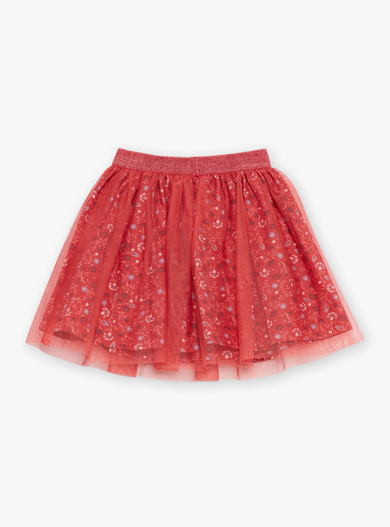 Jupe rouge esprit tutu à fleurs