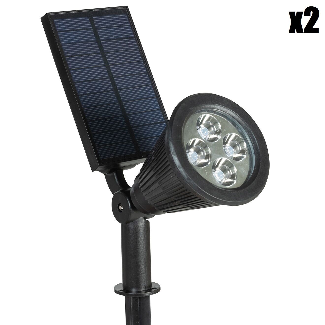 Pratik Garden 2 Spots Solaires 2-en-1 noirs - 12xD.9 cm
