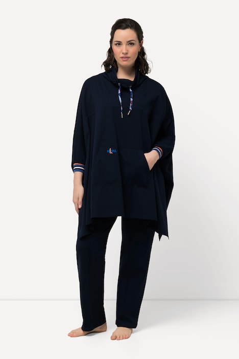 Loungewear-Poncho, oversized, Stehkragen, Langarm
