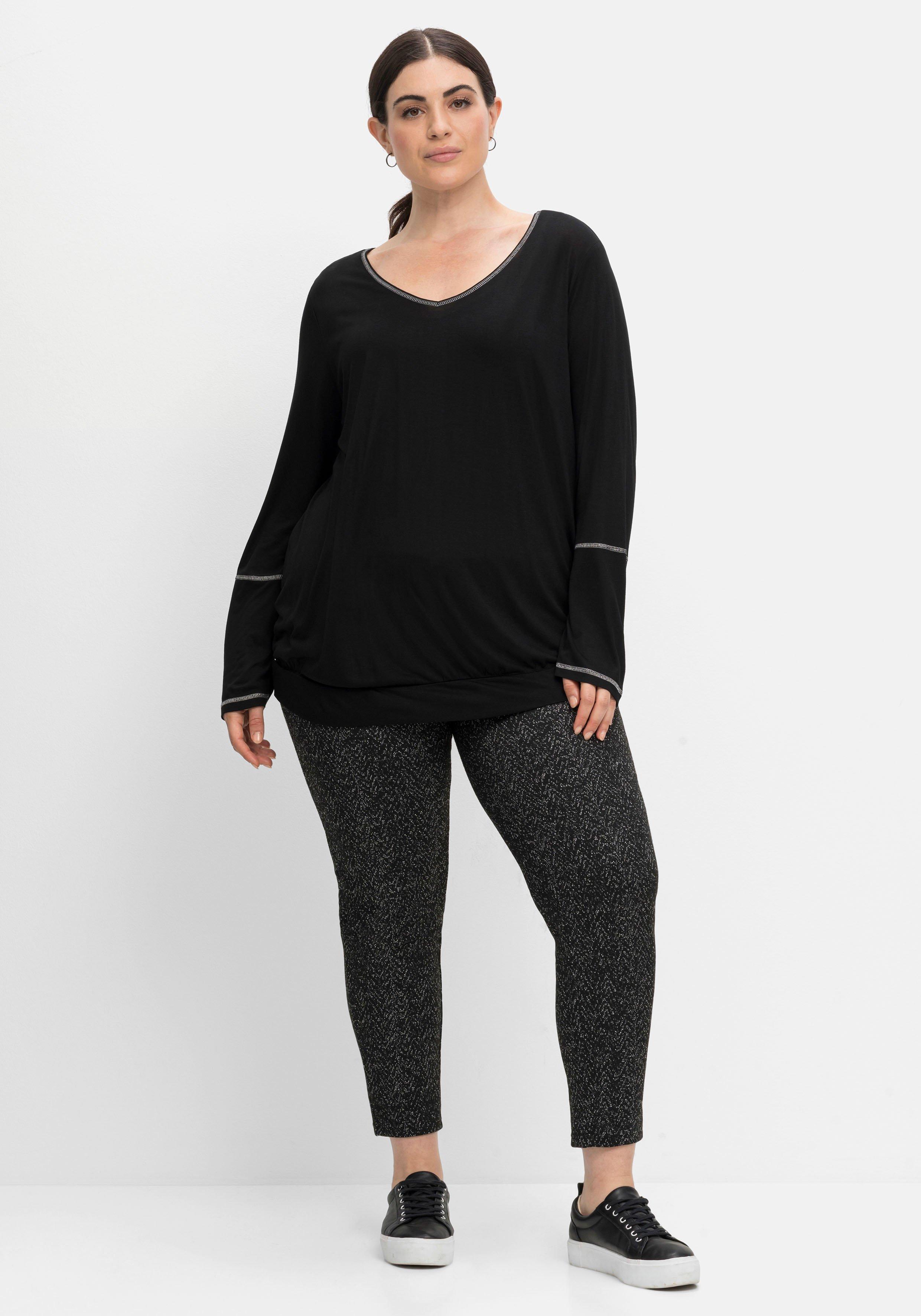 Langarmshirt mit Kontrast-Ziernähten